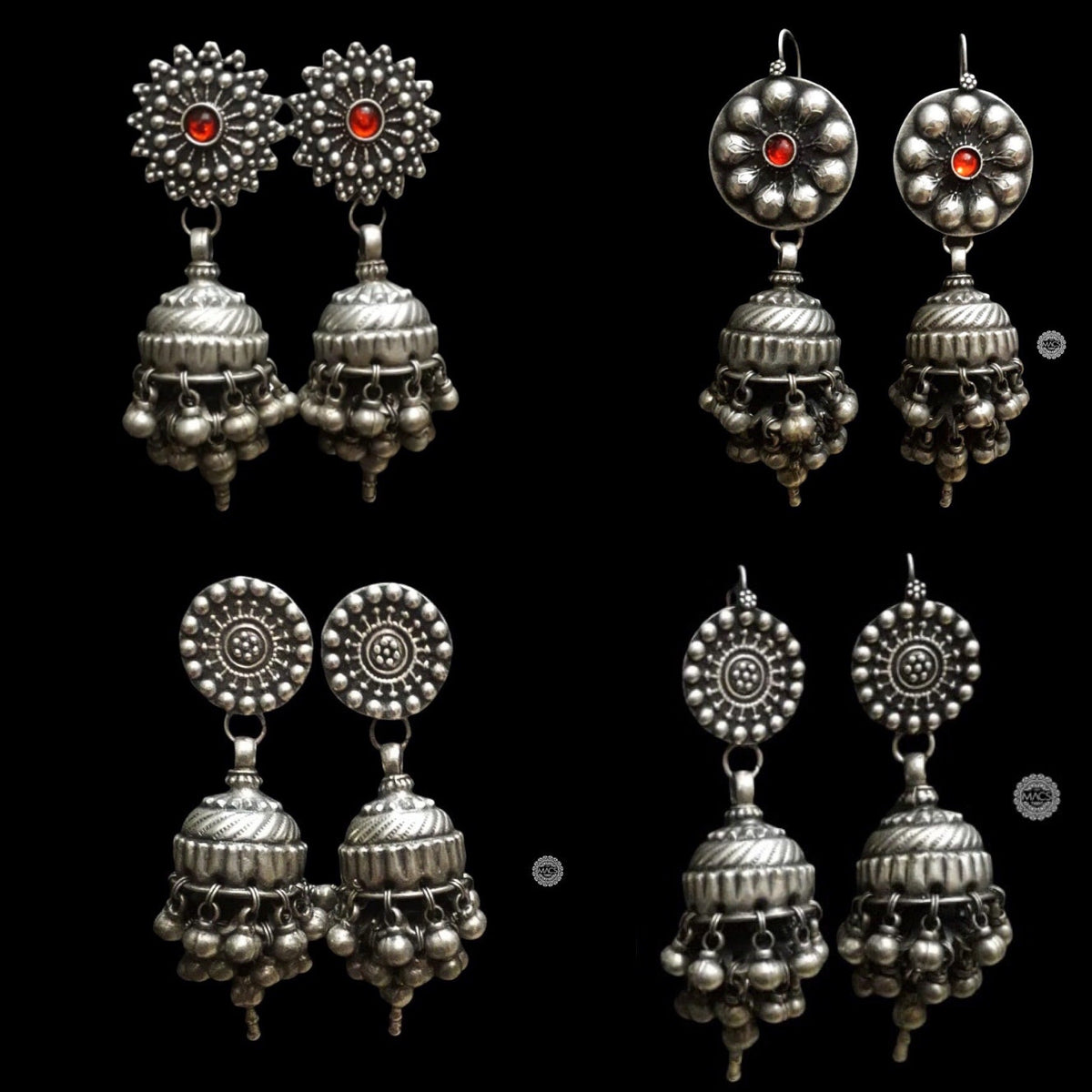 Silver Jhumka earrings| Buy Pure 925 Handcrafted in Jaipur- MACS