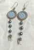 Silver Blue Painting Earrings