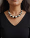 Wax Faceted Beads Silver Necklace (oversized beads)
