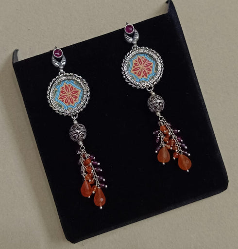 Handpainted Floral Bead Earrings