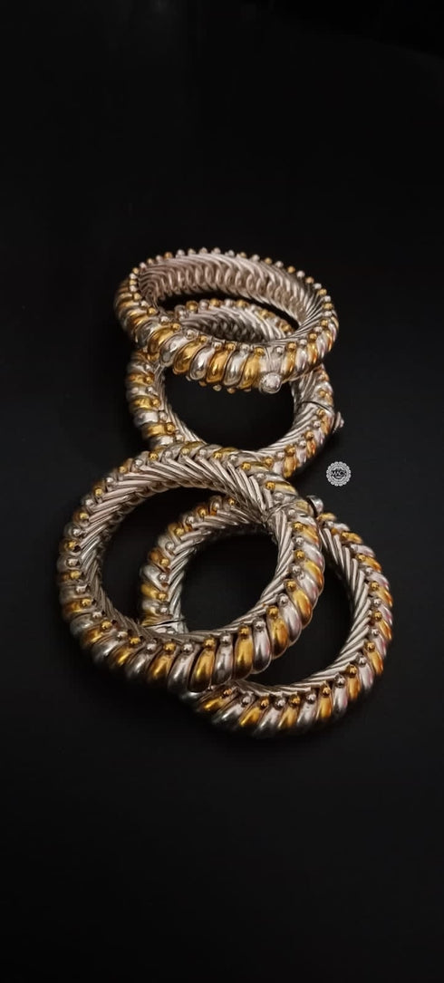 Sutlada Kada in dual tone, 925 silver dual tone bangles
