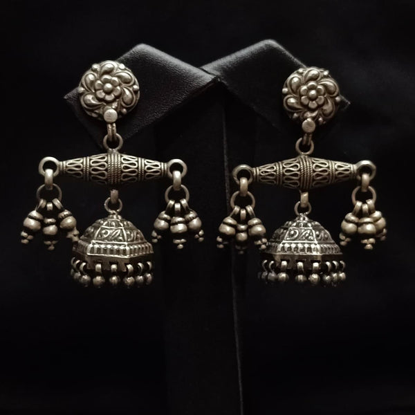 925 Floral Drop Jhumka, Sterling Silver Taveez Jhumka, Flower Pyramid Jhumki