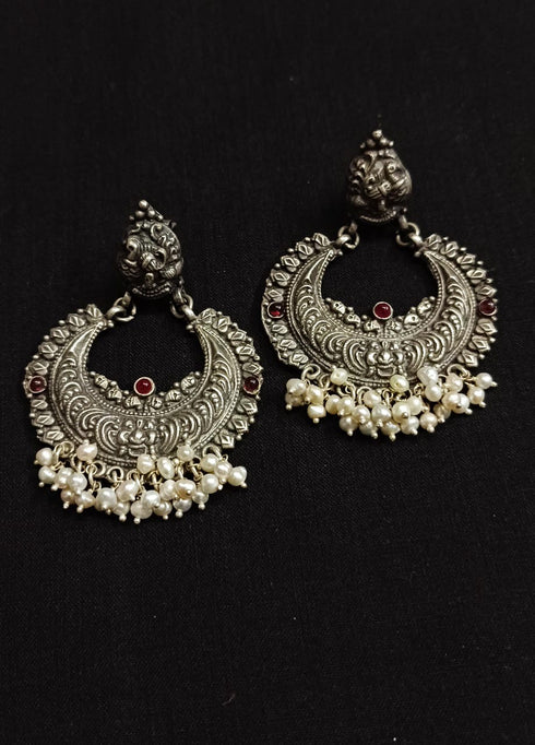 925 Silver Nakshi Pearl Earrings