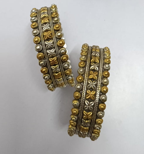 Dual tone Floral Kada (2.4, Pair)