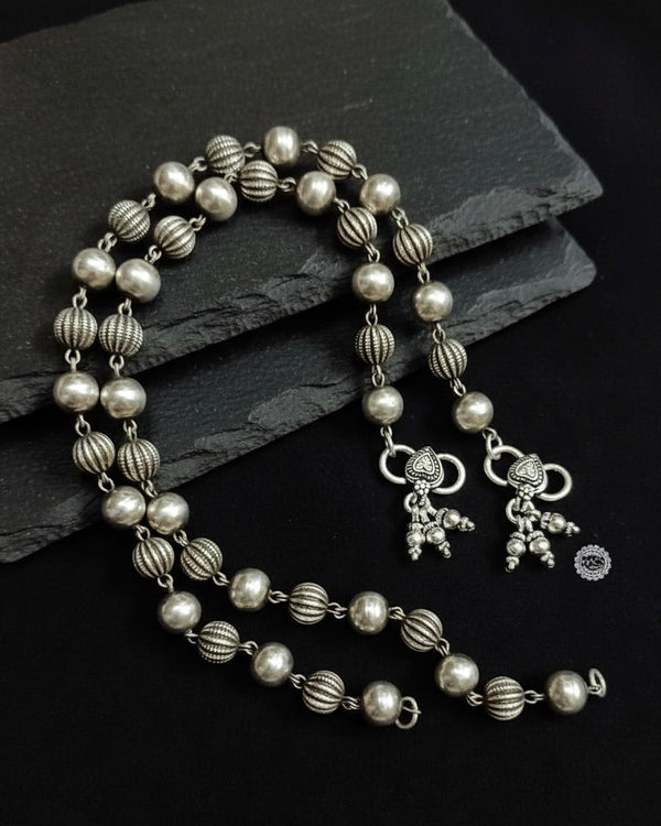 925 Silver beads anklet (pair)