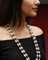 Two Line Dholki Beads Silver Necklace