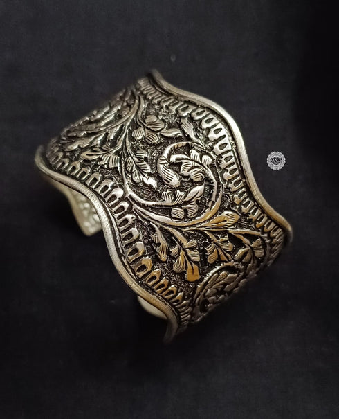 925 Adjustable Silver Chitai Intricate Kada, Sterling Silver Handmade unisex cuff bangle