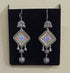 Peacock Handpainted silver hook earrings