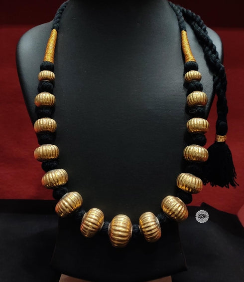 Gold plated Wax Carved Necklace (oversized beads)