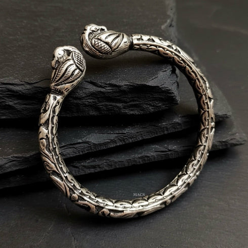 Chitai Silver Peacock Kada (Size 2.7)