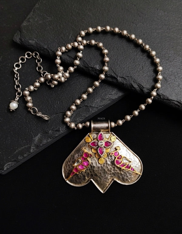 Silver Kundan Dual tone necklace