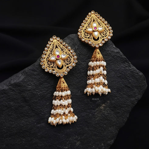 Goldplated Pearl Jhumka Earrings