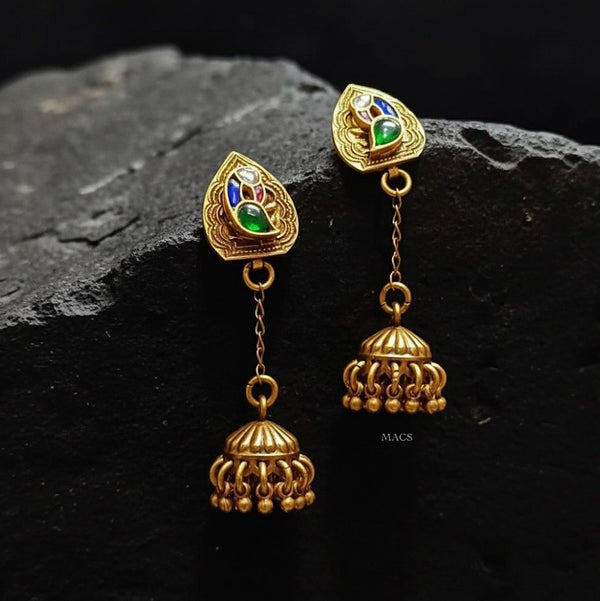Peacock Kundan Goldplated Jhumka