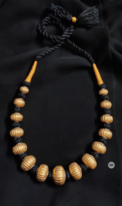 Gold plated Wax Carved Necklace (oversized beads)