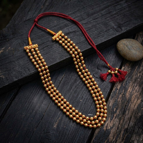 Three Line Round Gold Necklace