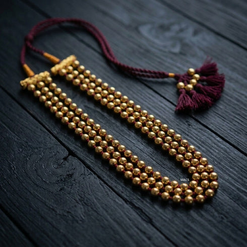 Three Line Round Gold Necklace
