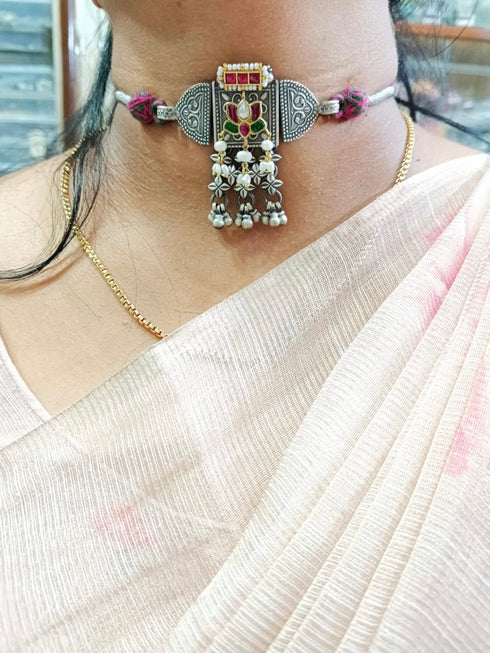 925 Silver Kundan Short Choker