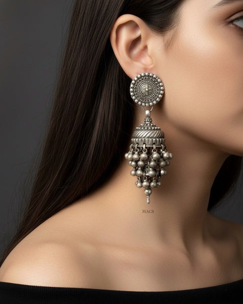 Vintage silver big ghungaroo jhumka