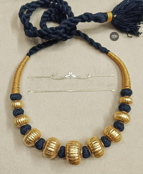 Gold plated Wax Carving Beads Necklace (oversized beads)