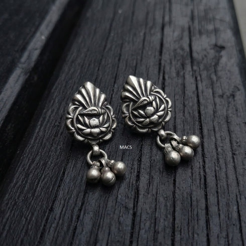 925 Silver Lotus Drop Earrings