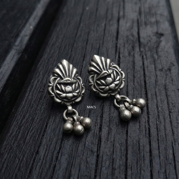 925 Silver Lotus Drop Earrings