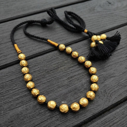 Gold plated Wax Carved Short Necklace