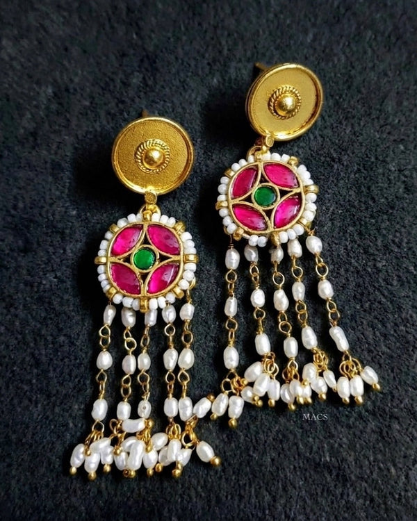 Kundan Gold Pearl Earrings