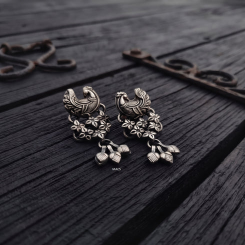 925 Silver Peacock Drop Earrings