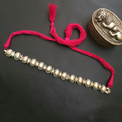 Badam Silver Choker Necklace