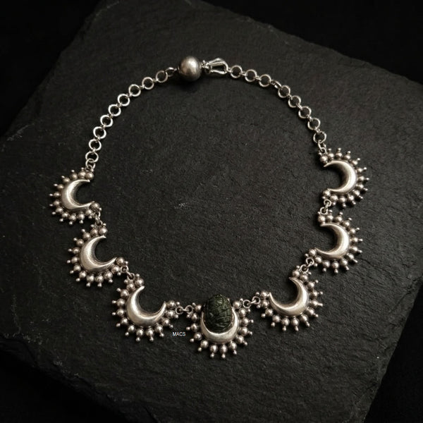 925 Silver Emerald Chand Neckpiece