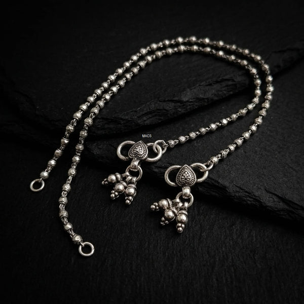 925 Silver beads minimal anklet (pair)