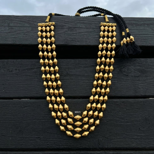Gold Dholki 4 line Necklace
