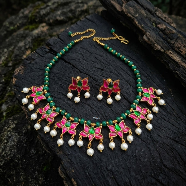 925 Lotus Jadau Kundan Necklace