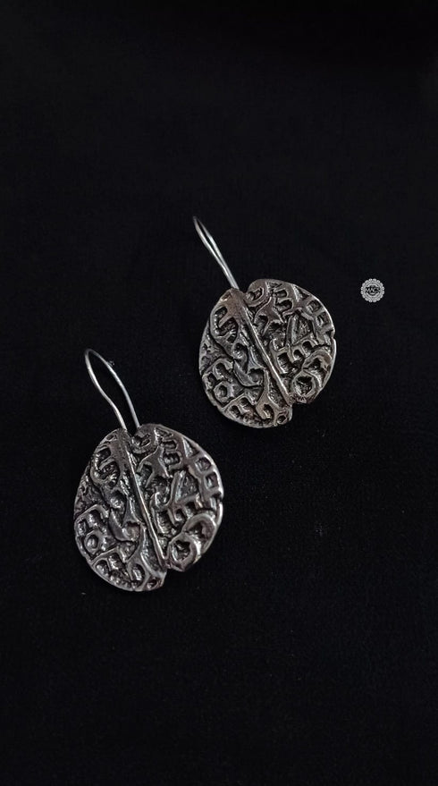 925 Coin Script Earrings
