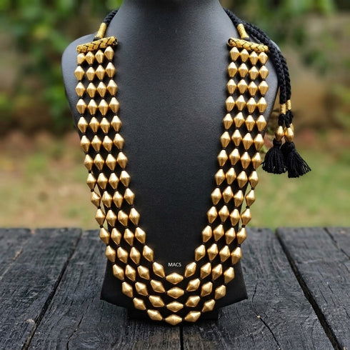 Gold Dholki 4 line Necklace