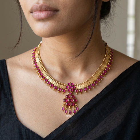 Pre Order Gold plated Pink Kemp stone attigai