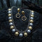 Dual tone necklace earring set