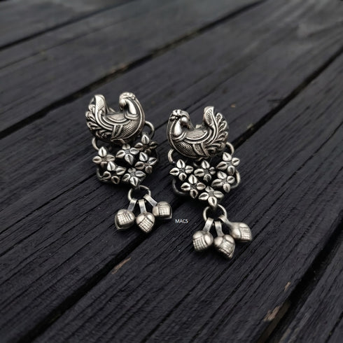 925 Silver Peacock Drop Earrings