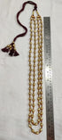 Gold plated Dholki necklace, Two line gold Dholki mala, Extra long layered silver gold necklace