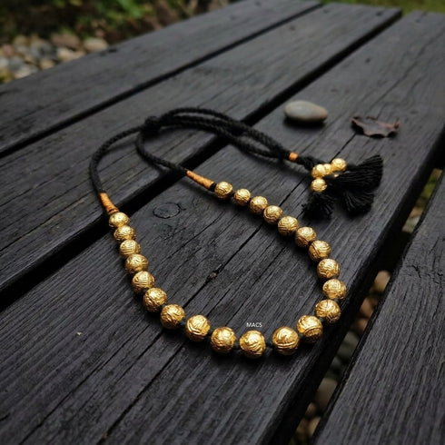 Gold plated Wax Carved Short Necklace