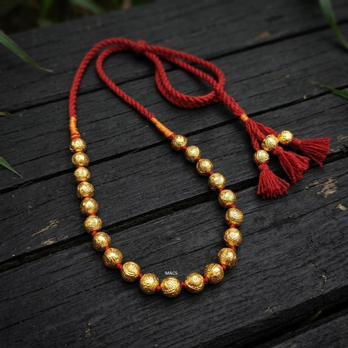 Gold plated Wax Carved Short Necklace