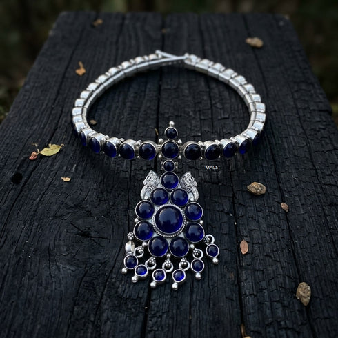Blue Kemp Addigai Silver Necklace (pre-order)