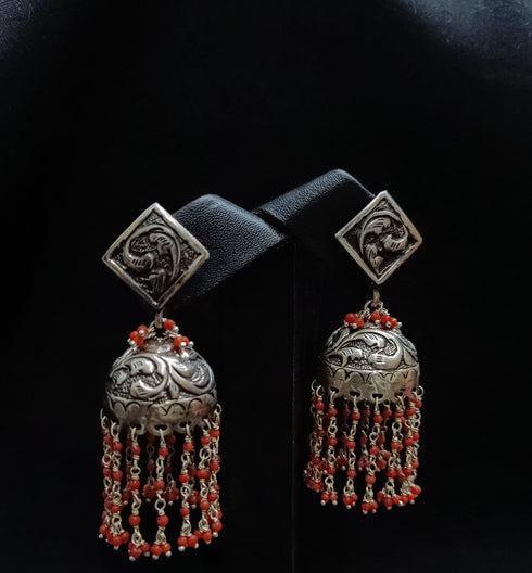 925 Silver Coral Jhumka