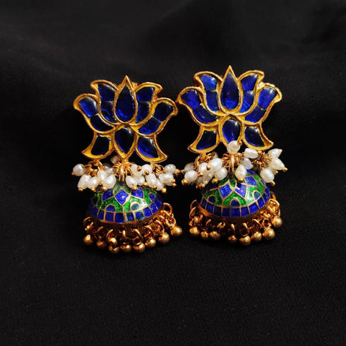 Blue Lotus Gold plated jhumka