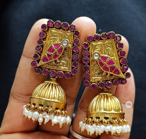 Kundan Goldplated Bird Jhumka