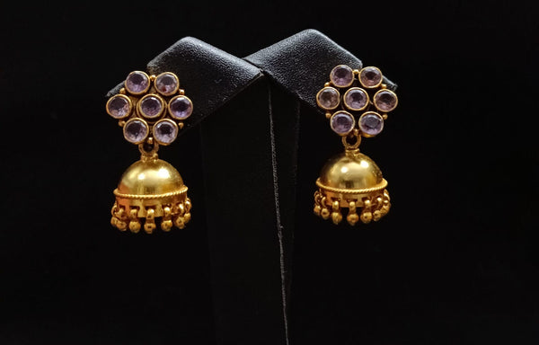 925 Gold plated Amethyst Jhumka