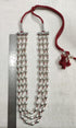 Three line dholki silver beads necklace, pure silver dholki mala, bormala