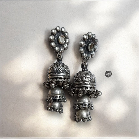 Silver Layered Statement Jhumka