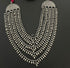 925 silver multi strand statement necklace with ornate dangling teardrop shaped beads