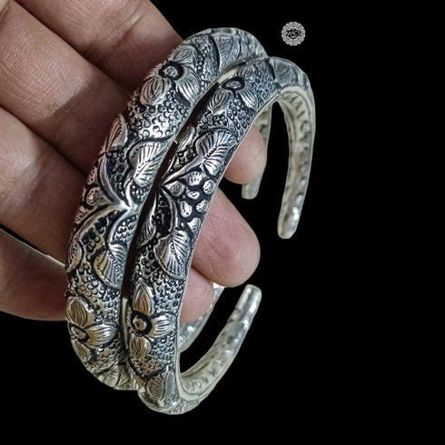 925 sterling silver intricate chitai flower work openable kada, Anklet kada for women